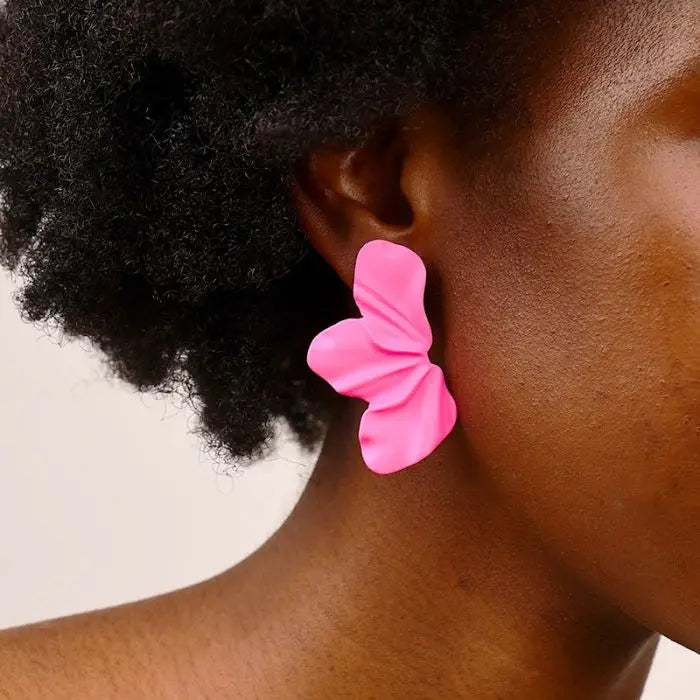 2024 Bohemian Summer Colorful Big Flower Petal Stud Earrings for Women Korean Fashion Jewelry Accessories