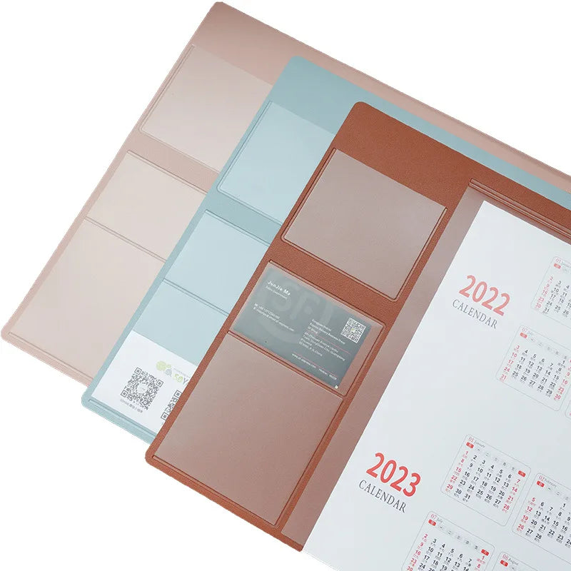 Multi-functional Calendar Office Storage Desk Mat with PVC+Leather Anti-slip Bottom Design