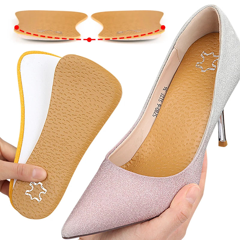 X-shaped O-shaped Leather 3/4 Insole Leg Correction Half Cushion for Sports Shoes Flipped Outside with Shock-Absorbing Featur