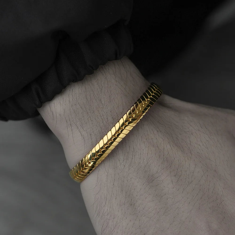 High End Fashion Simple Stainless Steel Bracelets Unique Open Cuff Bangle Adjustable Bracelets for Men