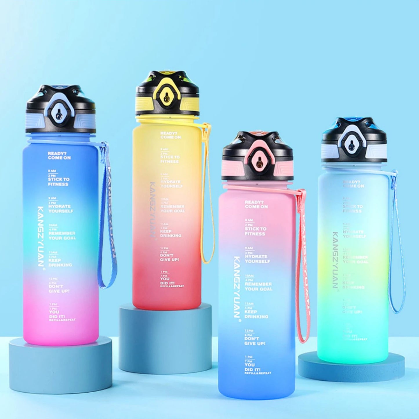 Motivational Water Bottle 350ml/500ml/650ml/1L 32 Oz Direct Drink Sport Gym Time-Marked Water Bottle
