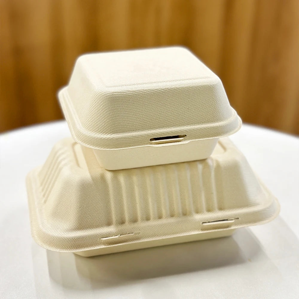Wholesale Disposable Biodegradable Bagasse Clamshell Lunch Box Biodegradable