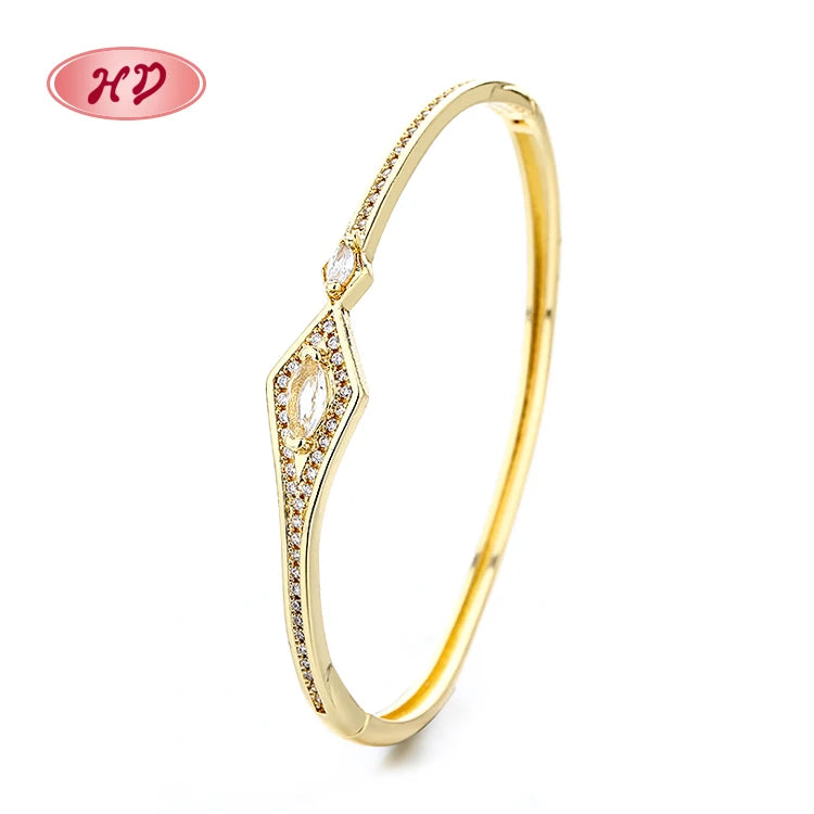 Hengdian Spectrum Sparkle Wholesale Colorful Zircon 18K Brass Gold Plated Copper Bracelet Magnetic Bangle Fashion Jewelry