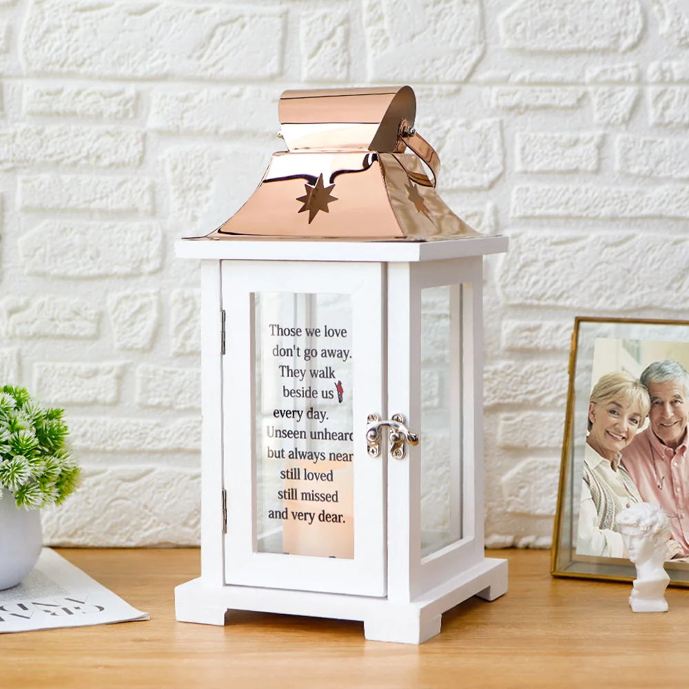 Memorial Lantern Wood Frame Decorative Lantern Sympathy Gifts With Led Candle