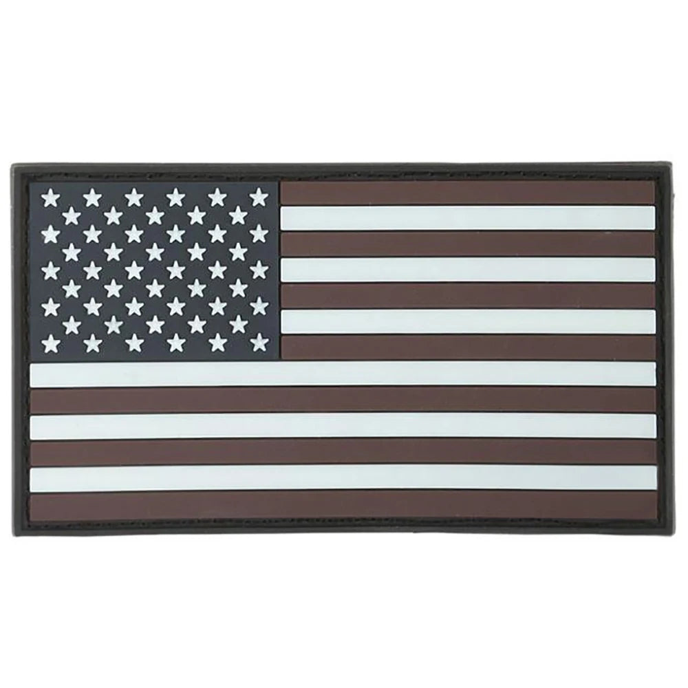 Wholesale Custom Logo American Flag 2D PVC Rubber Patches Soft Iron-on Heat Press Patch for Caps