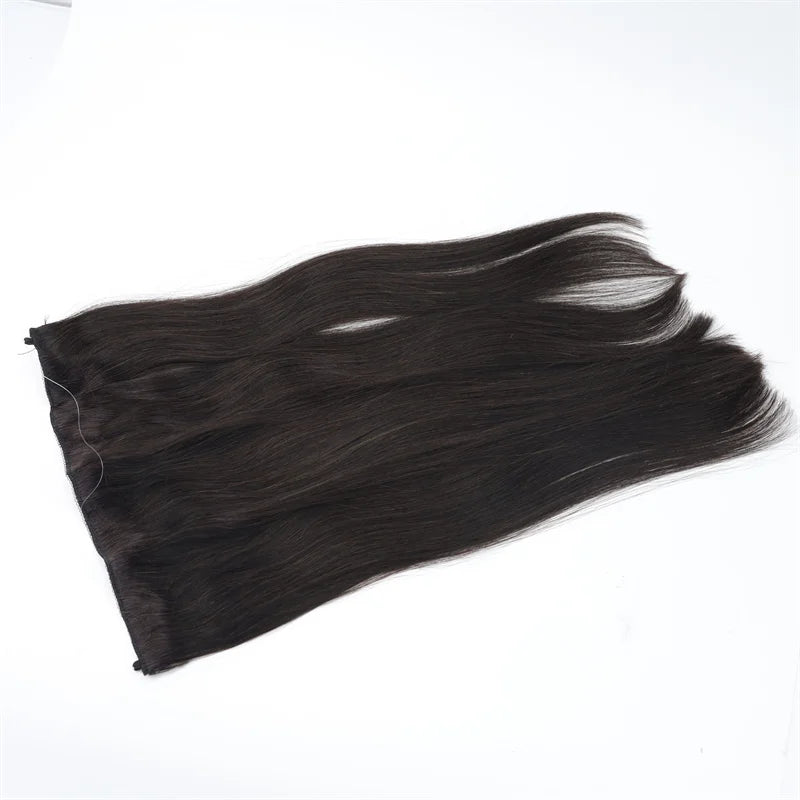 EMEDA Halo Human Hair Extension 100% Natural Hair Extended Long Length for Woman Hair Loss