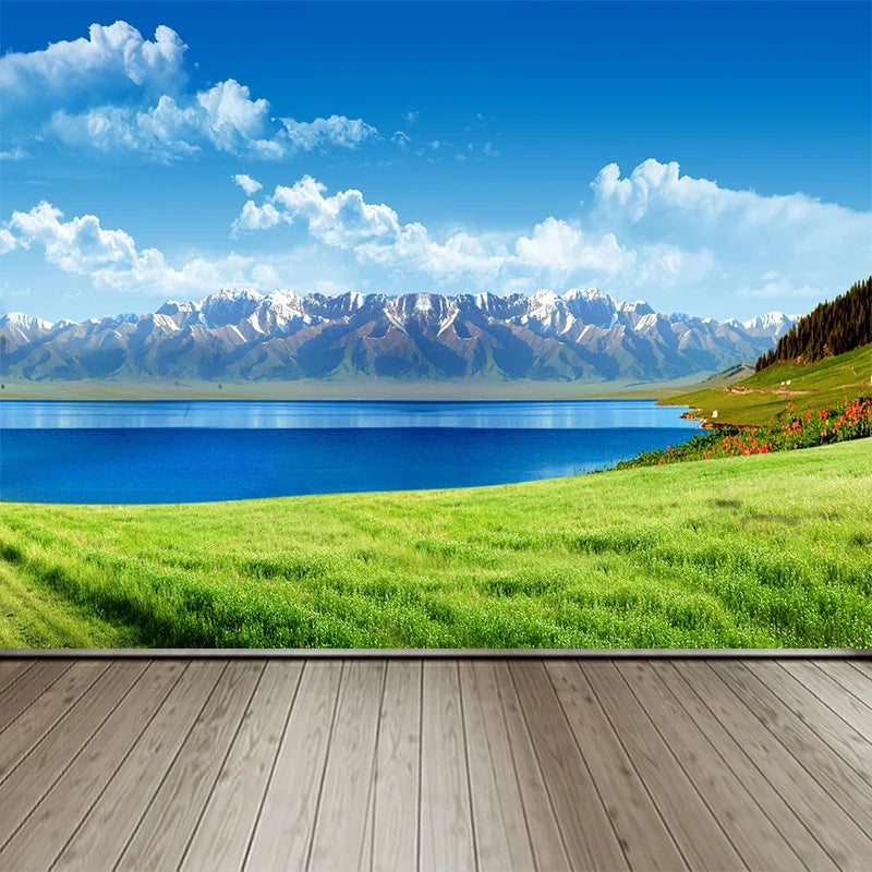 Forest Scenery 8d Mural Blue Sky And White Clouds Sea View Tv Background Wall Wallpaper Beach Forest Hotel Sofa Wall Covering