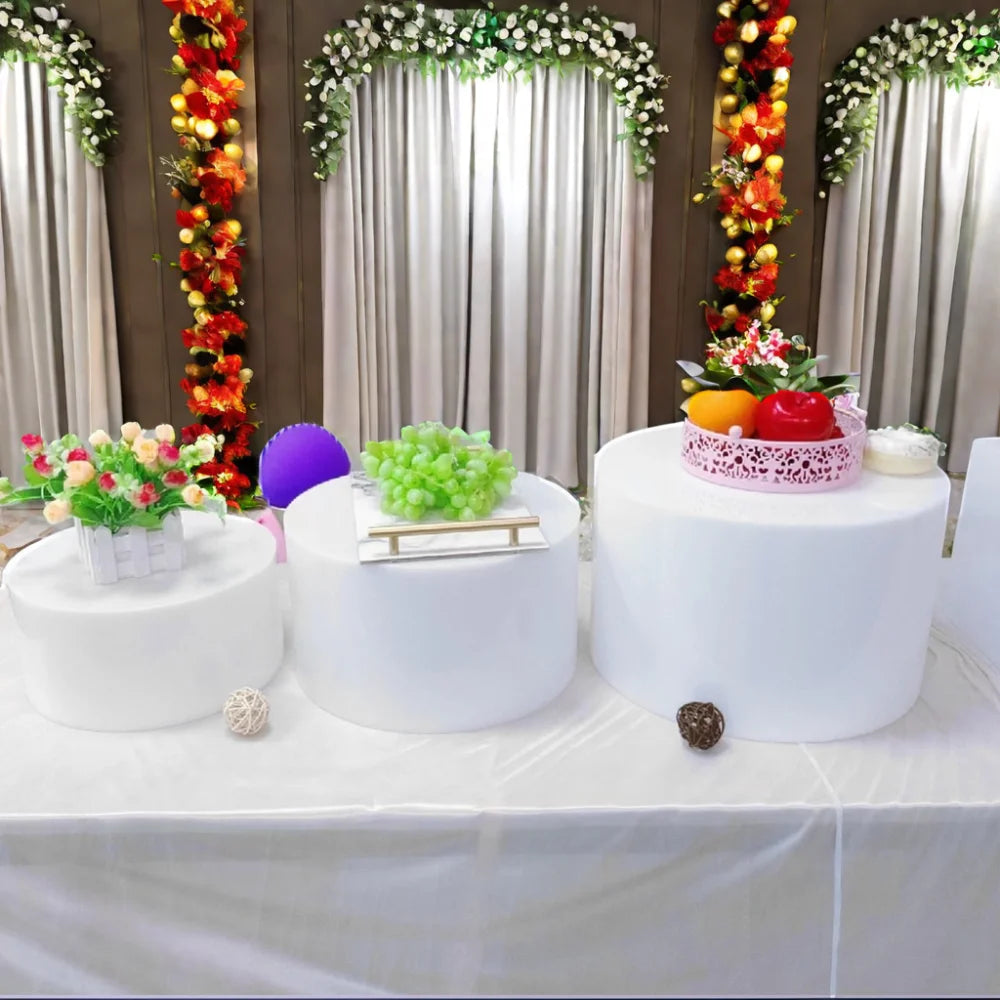 Acrylic White Round Food Fruit Cake Dessert Risers Stand Display for Home Store Wedding Party Buffet Playout