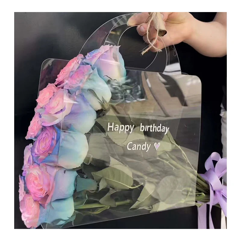 Customized Printing Phrases Happy Birthday Logo Waterproof Flower Carrier