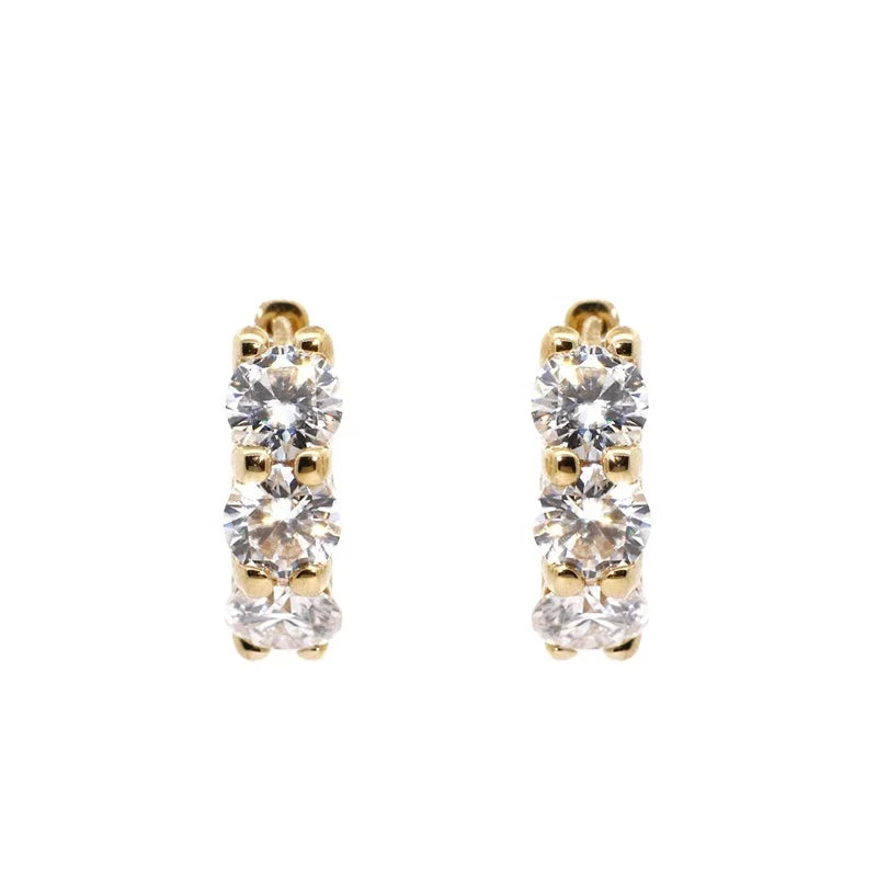 Tianyu Custom 4mm D/VVS Round Heart Arrows Cut Moissanite Diamond Earrings Wedding Jewelry Solid 10K 14K18K Gold Hoop Earring