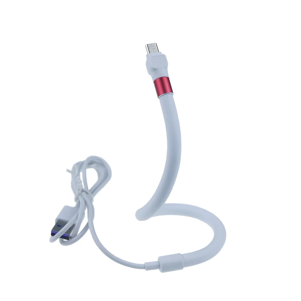 Adjustable Flexible Iron Silicon Coated Gooseneck Arm for Fast Charging 2.4A Type-C/Micro USB Phone Cable and Stand Holder