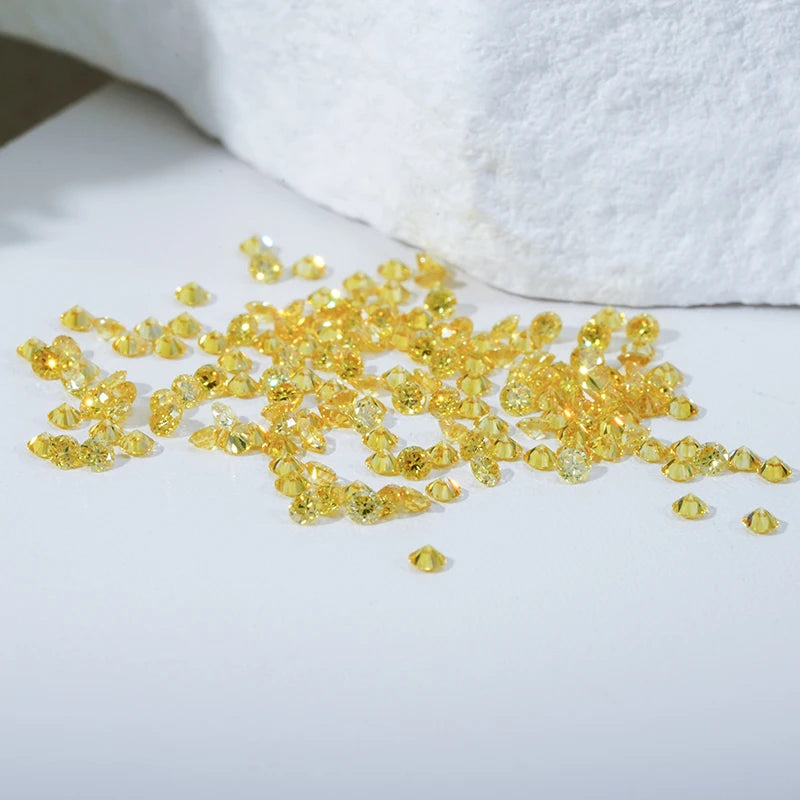 Calibrated Size Round Brilliant Cut HPHT Lab Grown Diamond  1mm to 3.2mm Yellow Color Created Diamond on Sale