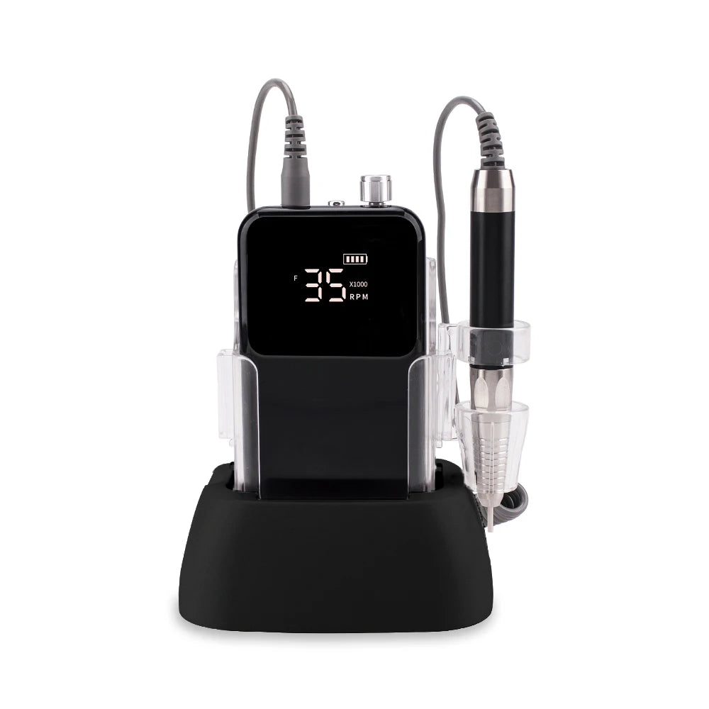 Best Quality Salon Black Nail Drill Brushless Motor Electric Nail File Cordless 35000rpm Efile Nail Machine Accept Private Lo
