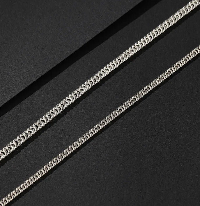 3mm 4mm Curb Link Chain Necklace Men 925 Silver Chains Hip Hop Jewelry Silver 925 Jewelry Men Necklace