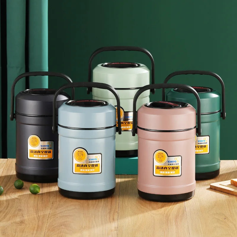 304 Stainless Steel Thermal Insulation Pot Multi-Grid Large Capacity Lunch Bucket Adult Tableware Office Worker Lunch Box