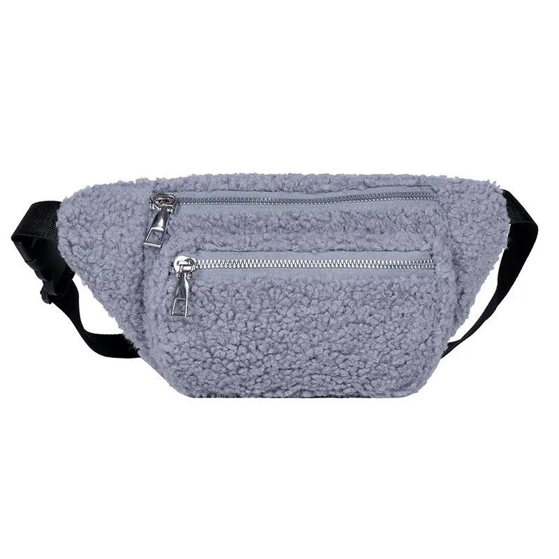 2024 Hot Selling Winter Plush Purse Sling Crossbody Travel Running Fanny Pack Custom Print Logo Vintage Casual Sport Waist Ba