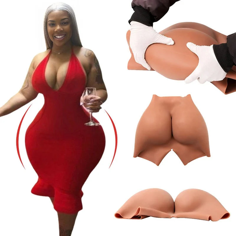 Silicone Big Buttock Pants High Waist 1.6cm Butt Hip Enhancer Lift Pants Abundant Shorts Fake Butt and Hips Plus Size Shaper
