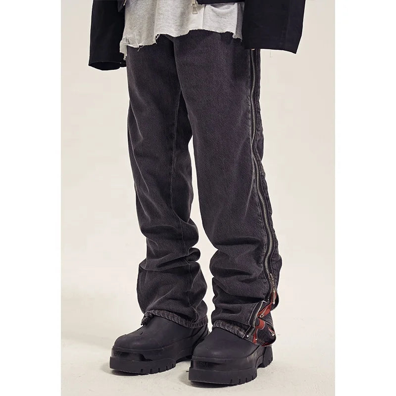 Custom Label Trousers for Men Drop Ship Boys Men Street Wear Stock Zipper Denim Men Jeans Pants