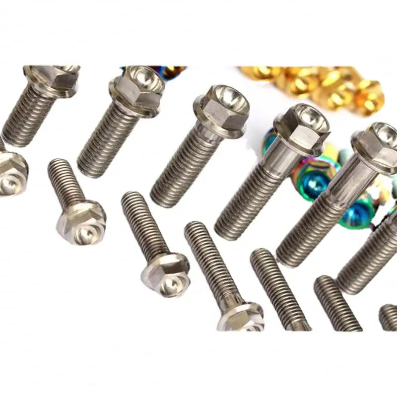 SDPSI DCT M8x1.25 15/20/25/30/35/40/45/50mm Ti GR5 TC4 Titanium Hex Concave Head Flange Bolts for Motorcycle