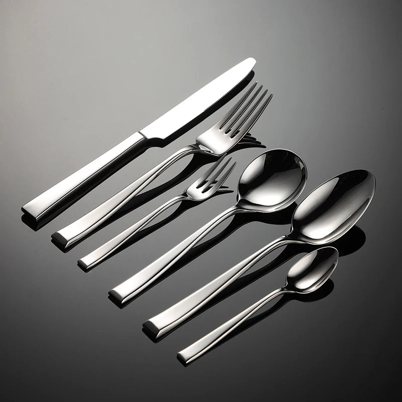 Wholesale 5 Piece Restaurant Forged Forks and Spoons Flatware Cutlery Set Stainless Steel Silverware Set Fresh Stocked 110002