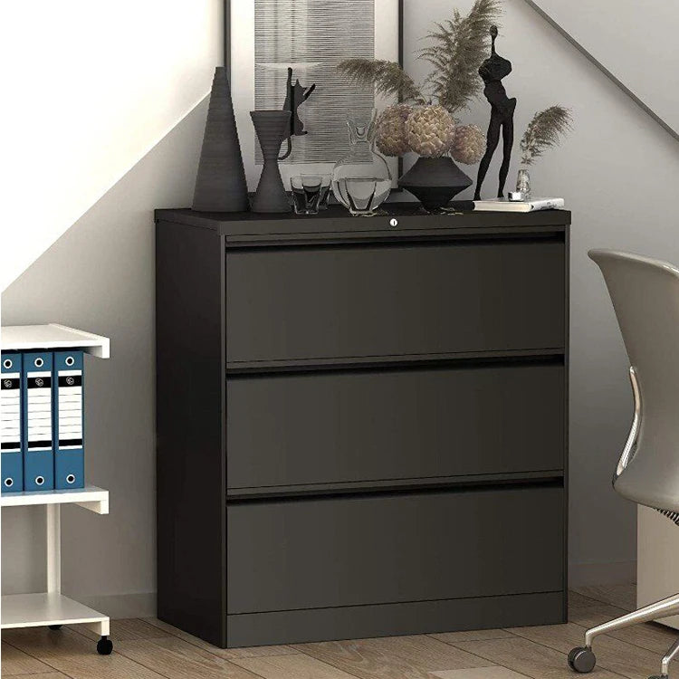 Easy Assembled Office Steel Storage Lateral File Cabinet Vertical Metal 3 Drawer Wide Filing Cabinet