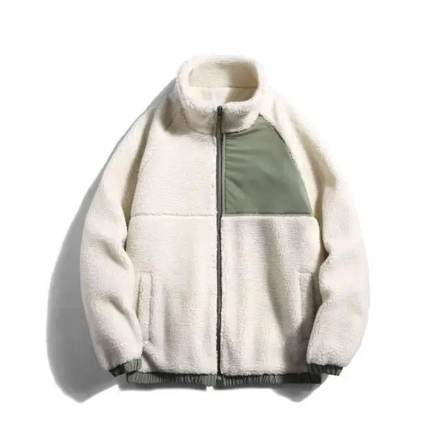 New Fashion Warm Stand up Collar Fur Coats Lamb Wool Winter Zip up Sherpa Fleece Jacket for Men