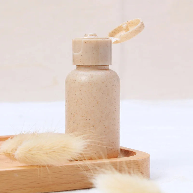 Eco-friendly Biodegradable Plastic 30ml Shampoo Bottle Wheat Straw+PP Screw Cap Cosmetic Container Customizable CXT Brand