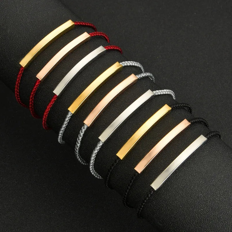 European and American Wind Adjustable Slap Bracelet Long Curved Wax Rope Woven Sublimation Jewelry Fashionable Curved Bangle
