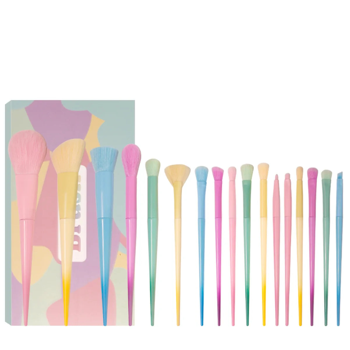 New Colorful Candy Makeup Brush 17pcs Macaron Color Eye Makeup Blush Brush Set