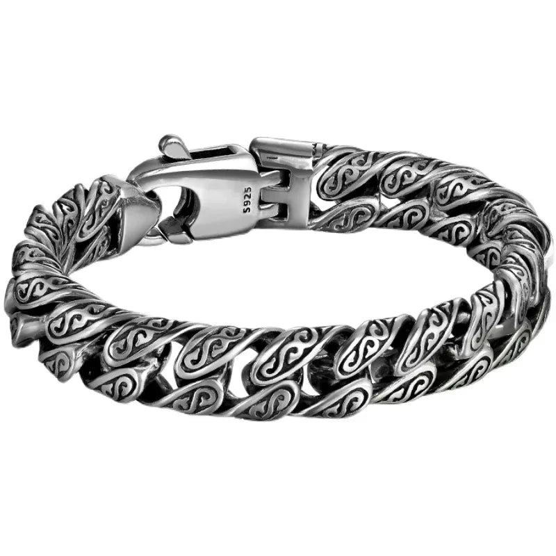 Hip Hop Jewelry Punk Cool Men Bangle Gothic Jewelry Black Retro Silver Plated  Man Bracelet