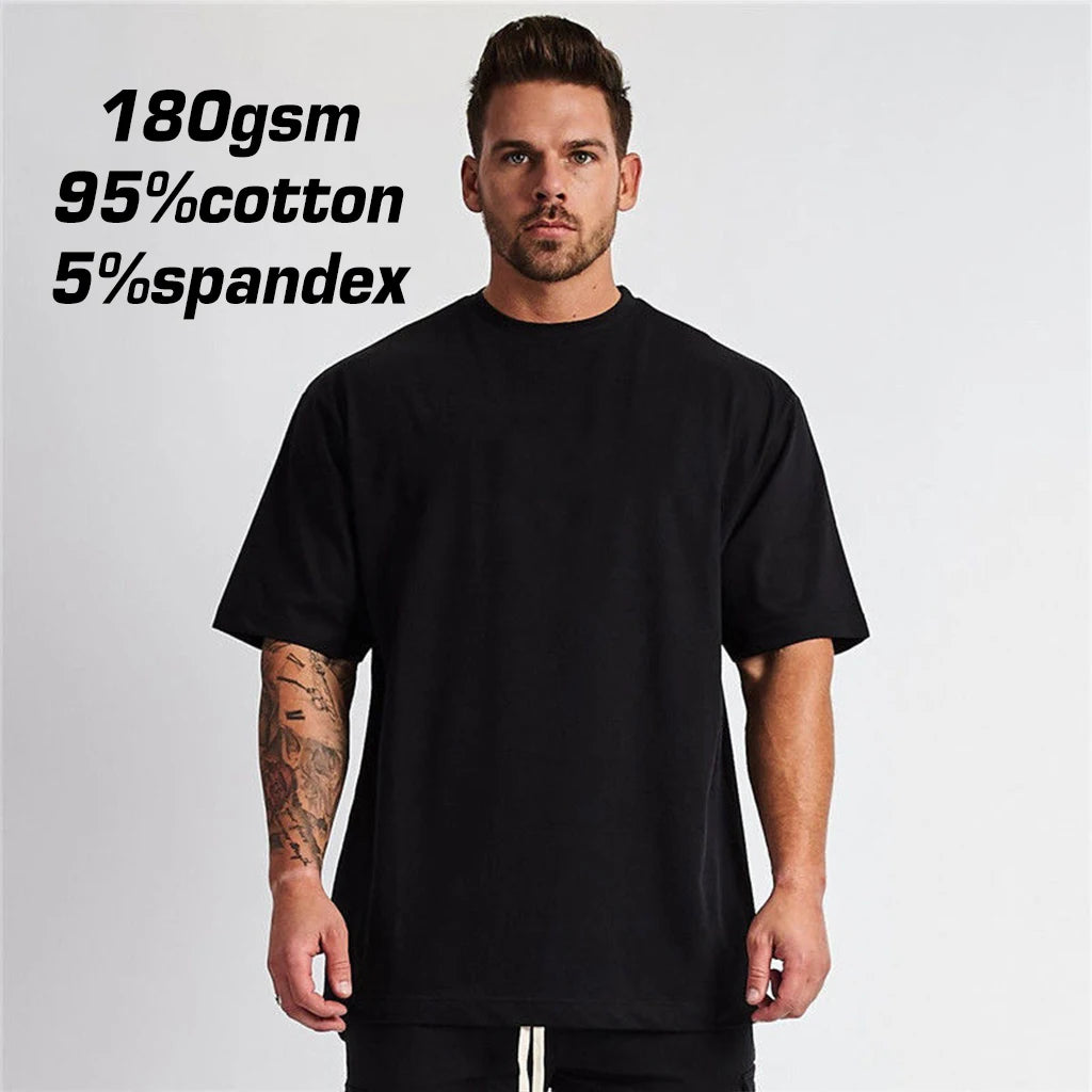 Blank Custom logo Men Oversized Tshirt High Quality 95 Cotton Casual Breathable T-shirt Street Wear t Shirts
