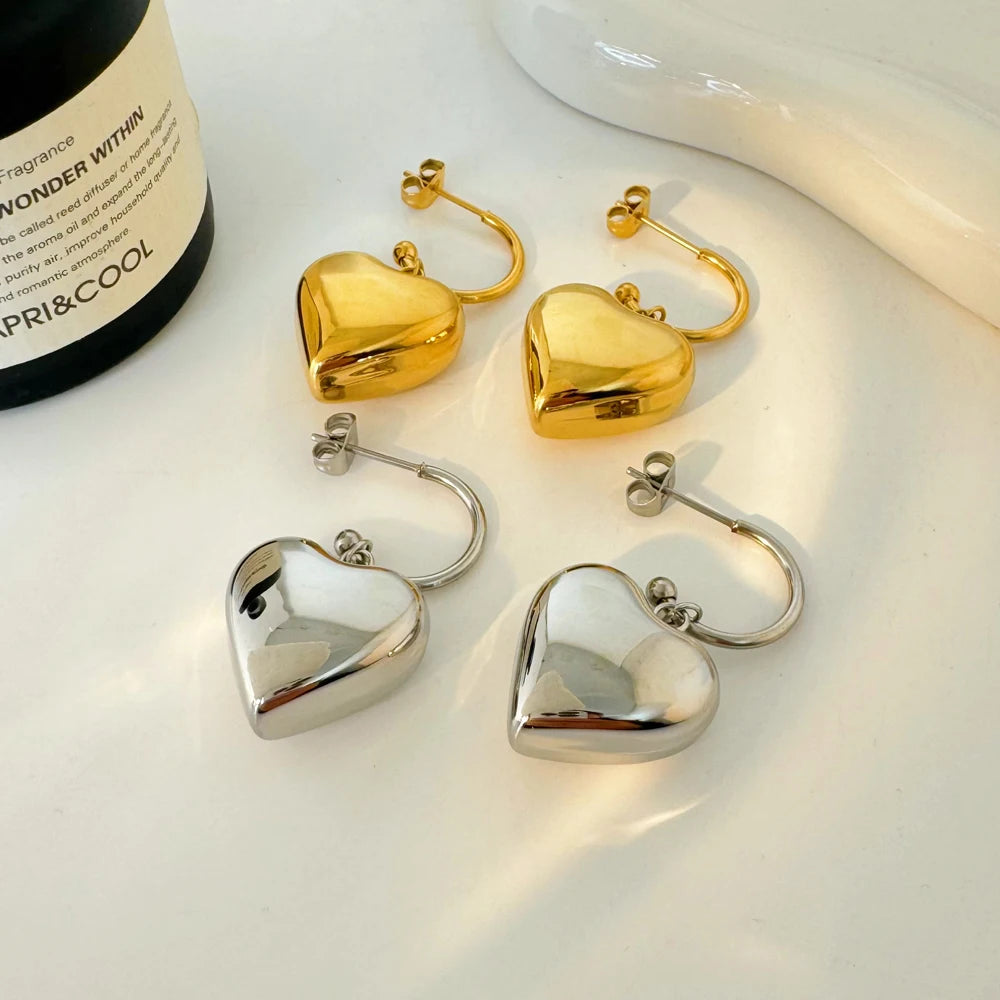 Heart Shaped Pendant Stainless Steel Earrings Heart Shaped Stainless Steel Earrings Wholesale