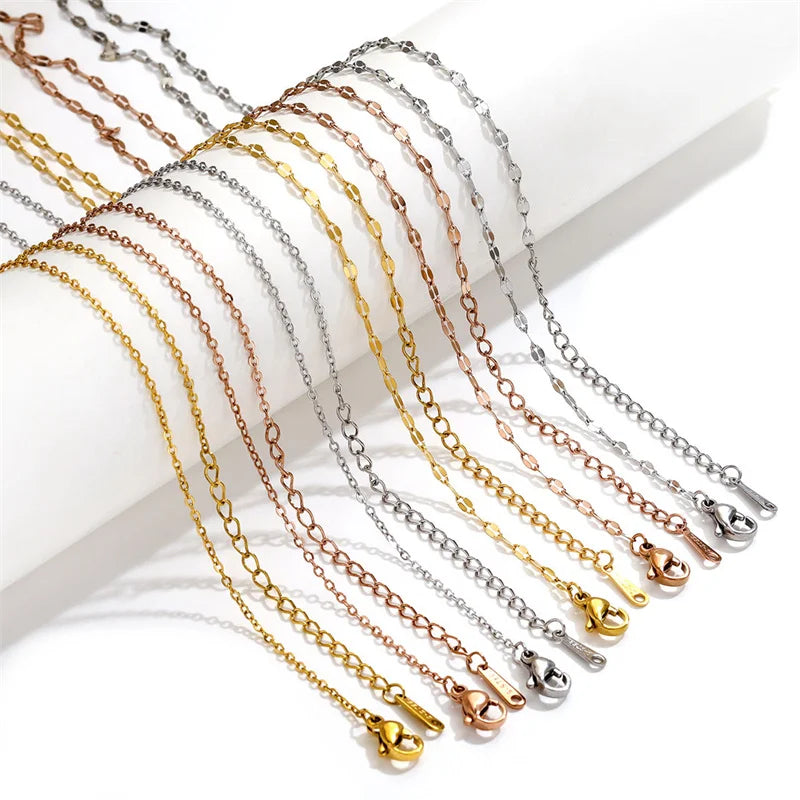 Stainless Steel Trendy Geometric Link Chain Necklace Components for Jewelry Making Unisex