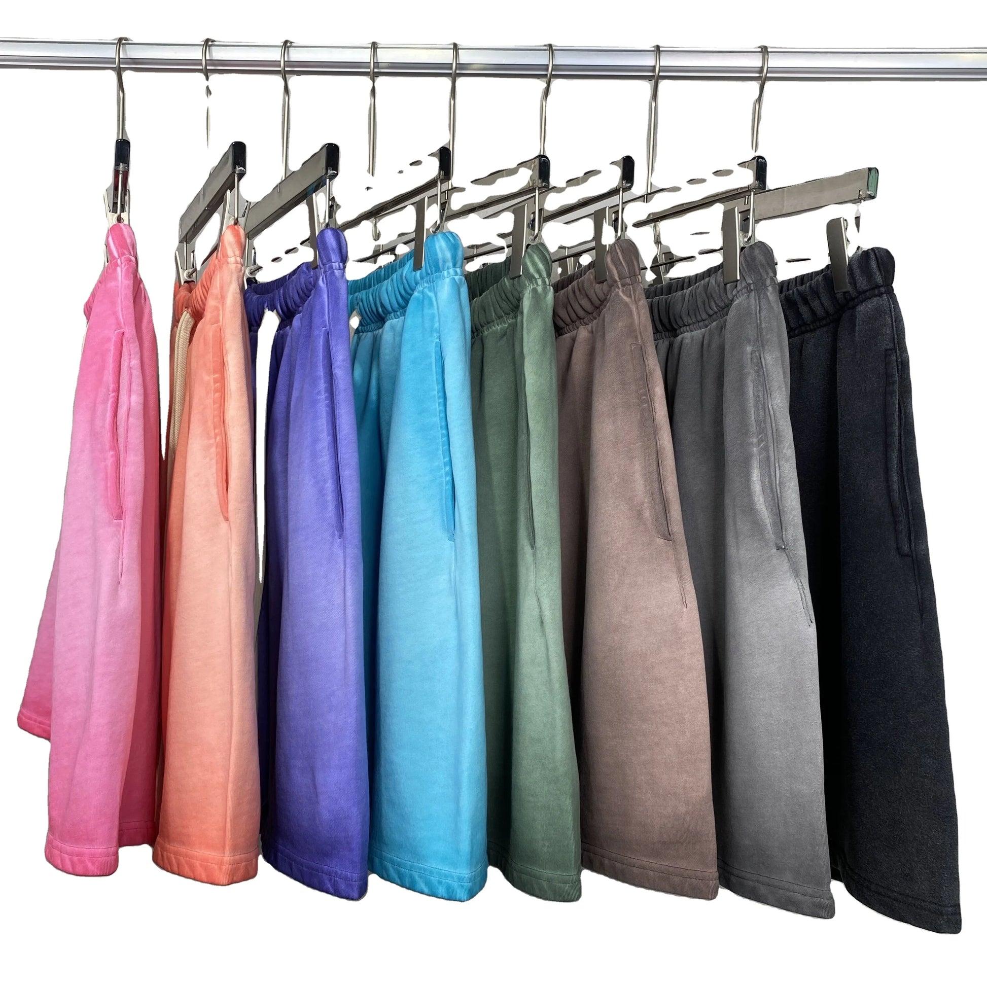 2024 Spring Vintage Unisex Breathable Casual Heavyweight French Terry Cotton 430gsm Faded Washed Mid Waist Board Shorts Set