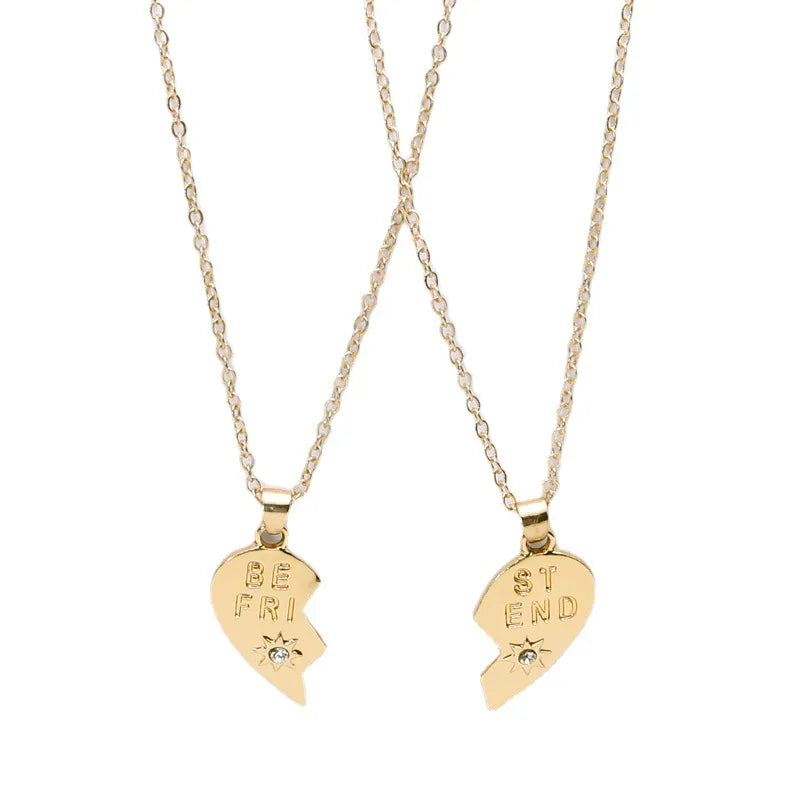 2pcs/pair Multiple Custom Gold/Silver Plated Matching Broken Half Heart Best Friend Necklace Card Steel Couple Necklaces
