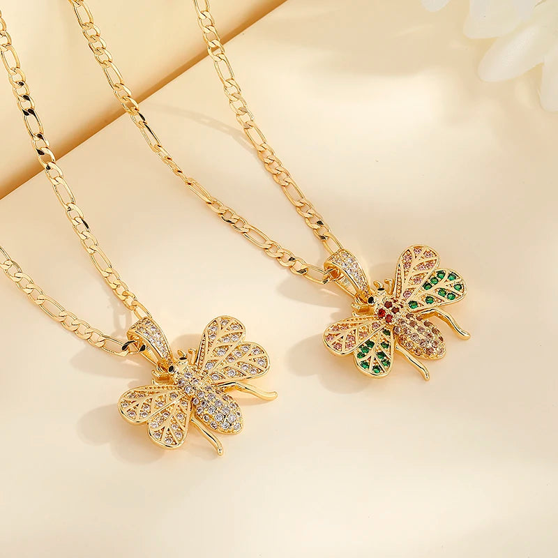 Hengdian Queen Bee Radiance Wholesale 18K Gold Plated Zircon Necklace Fashion Jewelry for Women