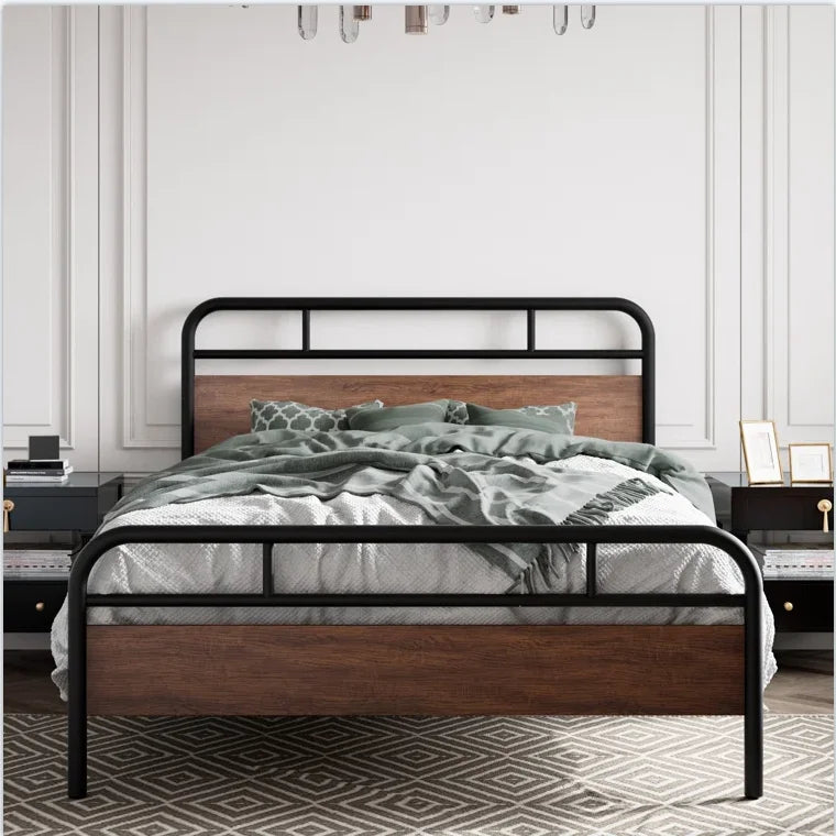 Wood Single Double Student Iron Platform Metal Bed Frame
