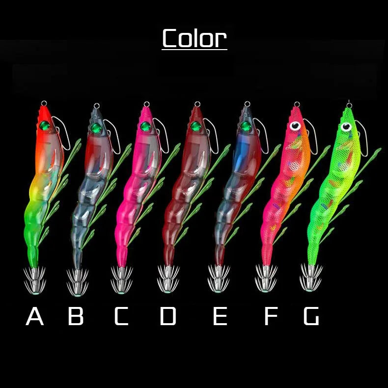 PVC Shrimp Glow Squid Jigs 13cm Shrimp Lure for Luminous Squid Jig Artificial Cuttlefish Wood Shrimp Lure