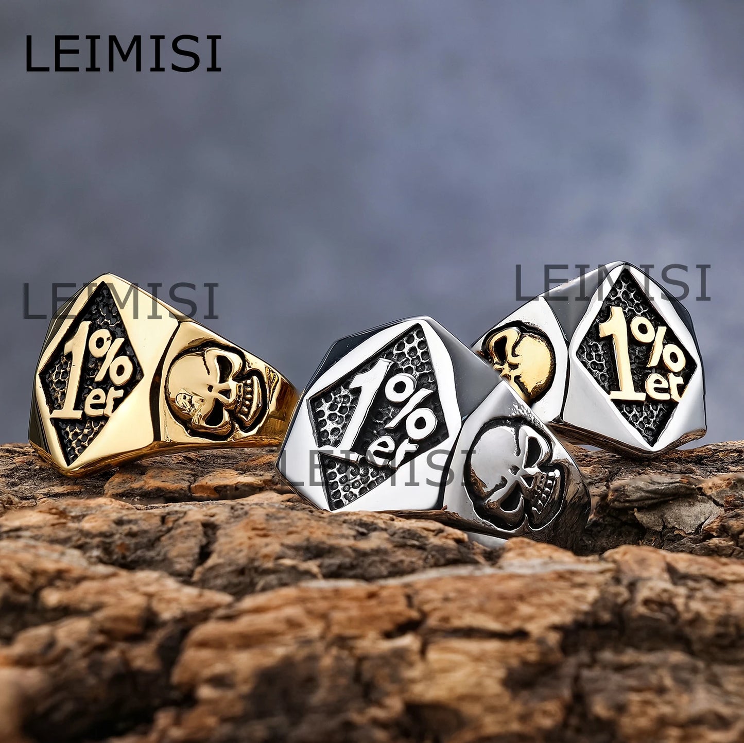 Custom Punk Rock Gothic Vintage 1% Er Biker Club Stainless Steel Band Rings for Men Women