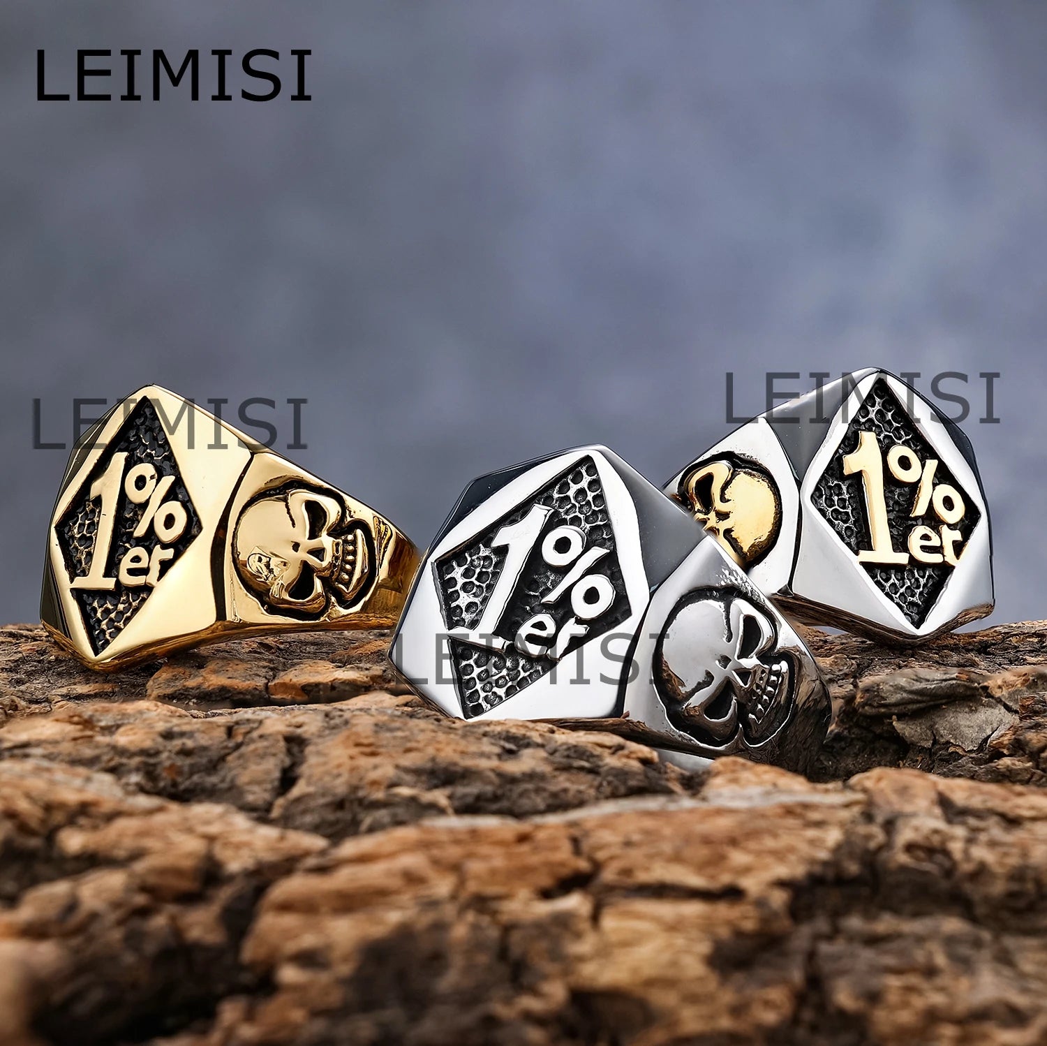 Custom Punk Rock Gothic Vintage 1% Er Biker Club Stainless Steel Band Rings for Men Women