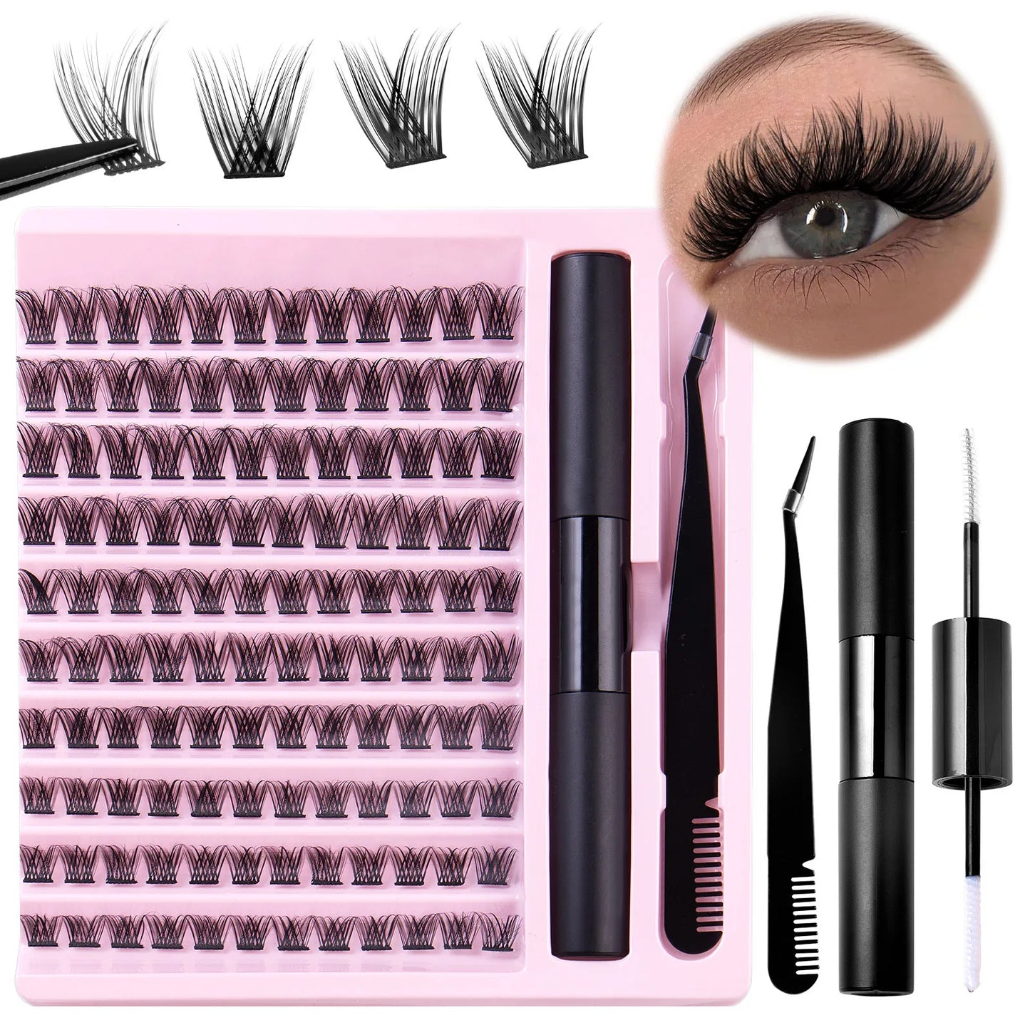 DIY Lash Kit Individual Eyelash Extension Clusters DIY Cluster Lash Kit Bond Seal DIY Segmented False Eyelashes