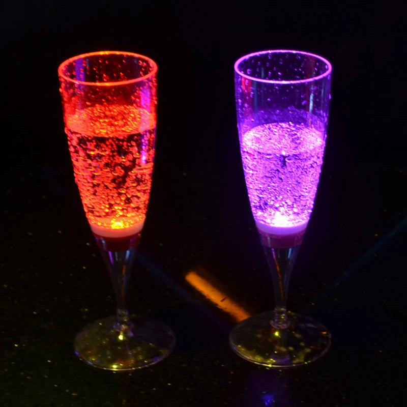 Custom Logo Liquid Activated 7-Color LED Wine Glass Transparent Acrylic Plastic 2oz/5oz/8oz/12oz/16oz for Home Bar & Party Us