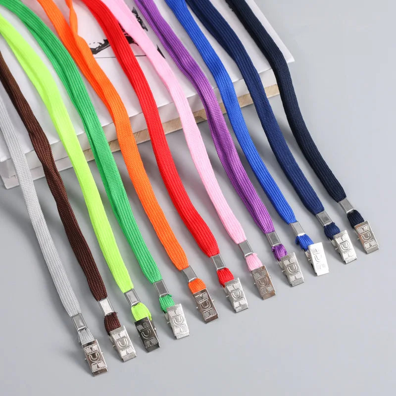 Custom 7mm/10mm Polyester Blank Tubular Cheap Cotton Neck Lanyard With Bulldog Clip for ID Card Holder
