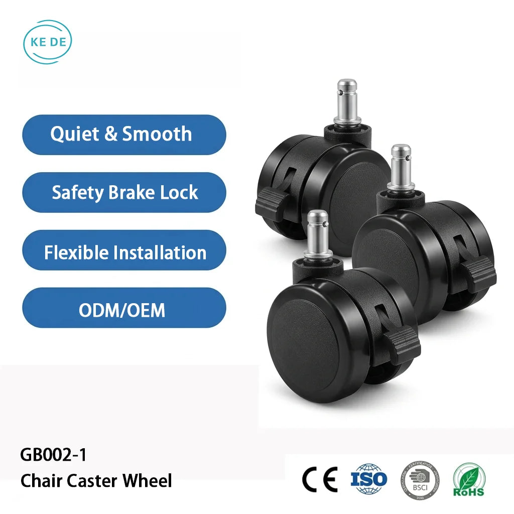 Heavy Duty Silent Office Chair Casters with Brake High Load Capacity Swivel Plate Casters for Workbench Trolley and Cart