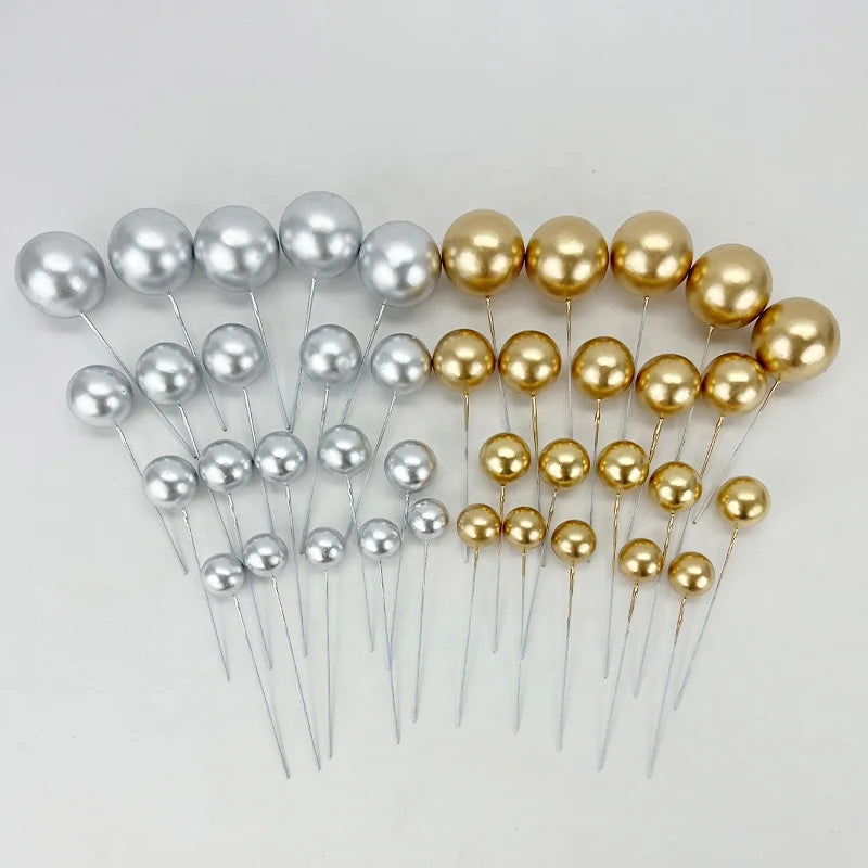 Cake Decoration Glitter Ball Pink White Glitter Ball Gold Silver Cake Decoration Baking Plug-in 20 Mixed 1 Package