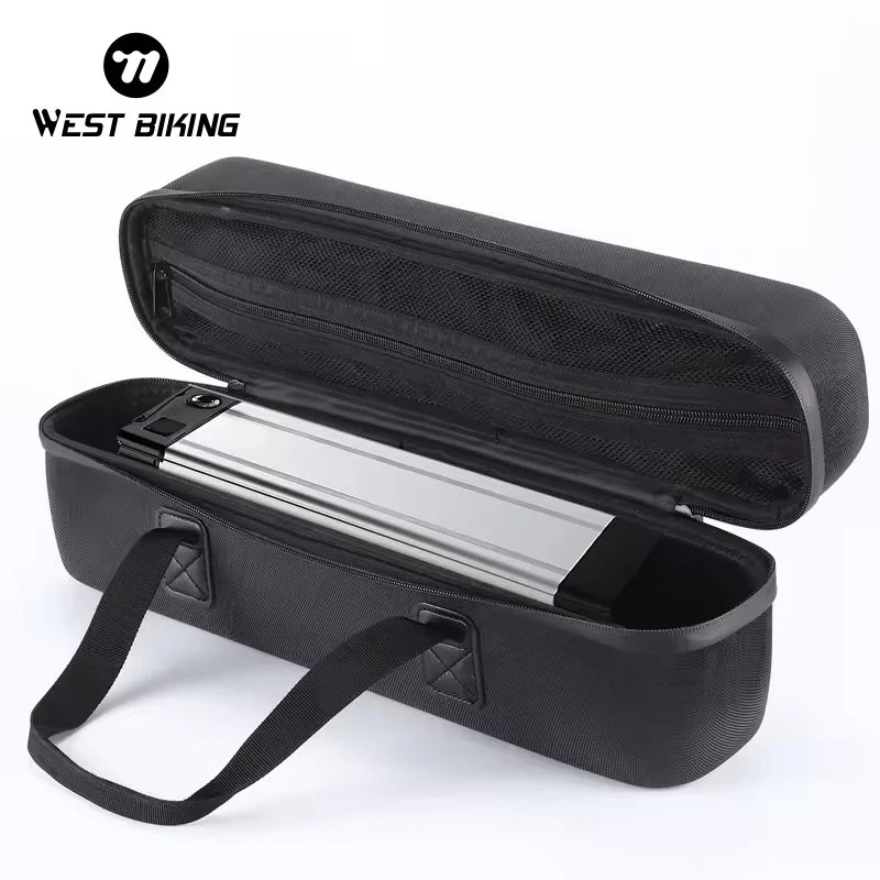 WEST BIKING E-Bike Waterproof Battery Storage Bag Large Capacity Travel Suitcase Electric Bicycle Battery Case Ebike Accessor