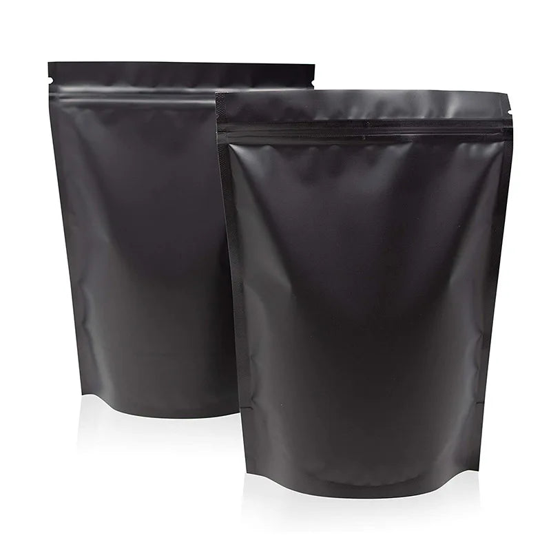 Unlined Matte Recyclable Ziplock Matt Bopp+VMPET+PE 90microns Doypack Black Stand-Up Pouch for Dried Food Packaging Printing