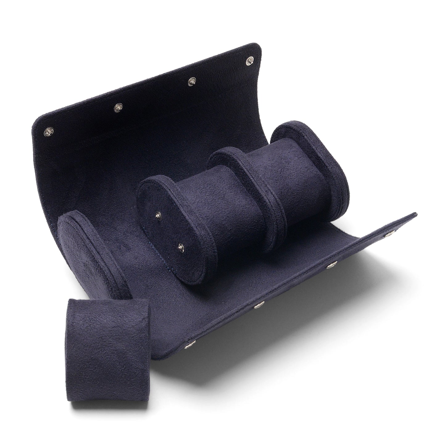 Factory Wholesale Vintage Soft Velvet Leather 3-Slot Watch Roll Travel Case Portable Fashionable Storage Box with Button Clos