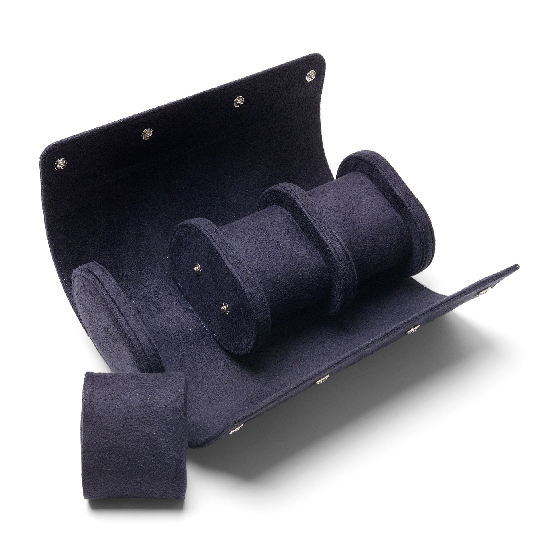 Factory Wholesale Vintage Soft Velvet Leather 3-Slot Watch Roll Travel Case Portable Fashionable Storage Box with Button Clos