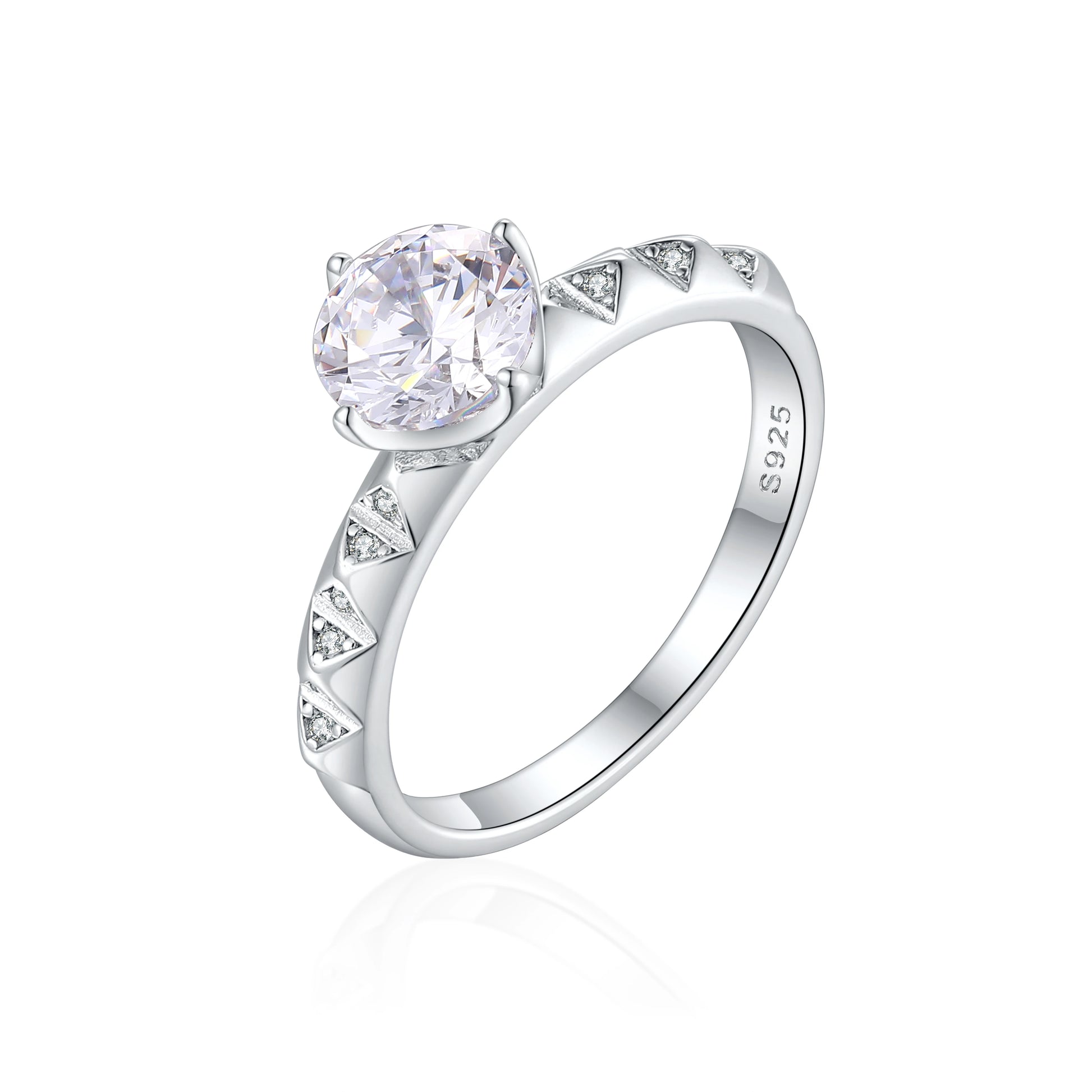 Jewelry Supplier Trendy 925 Sterling Silver 3A Zirconia Prong Setting Fashion Engagement Wedding Promise Women' s Jewelry Rin